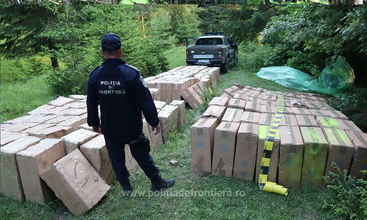 Poliția de Frontieră Suceava a confiscat aproape 90.000 de pachete de țigări de contrabandă la granița cu Ucraina