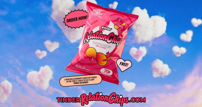 Aplicația de dating Tinder lansează RelationChips: chipsuri dulci și picante imagine postare